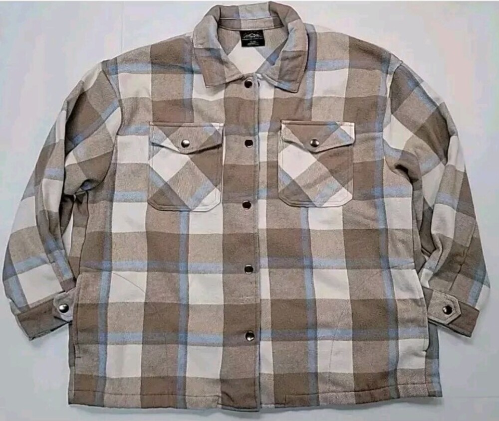 HFX Ladies Flannel Shirt Jacket Size XL Snap Plaid